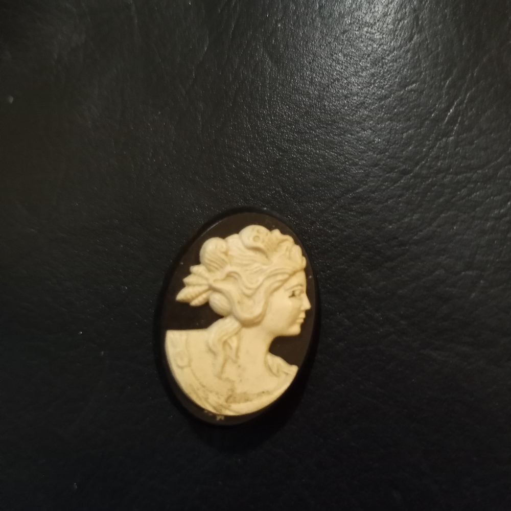 Vintage Cameo Brooch black and white Pendant